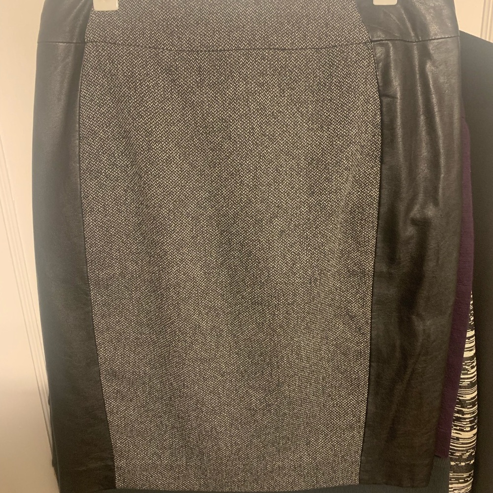 Tweed and leather skirt